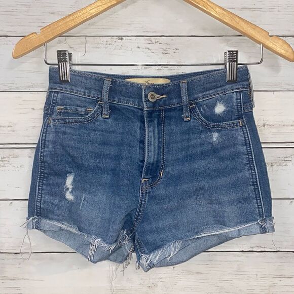 Hollister Short- Short Distressed High Rise Shorts - Picture 1 of 4